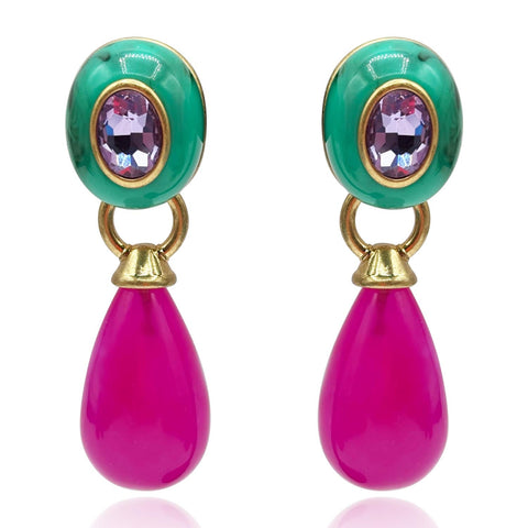 Michael Nash Jewelry | Charlotte Malchite And Fuschia Resin Pierced Removable Drop