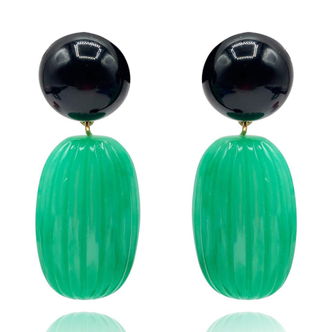 Michael Nash Jewelry | Arabella Black Onyx And Jade Resin Clip Earrings
