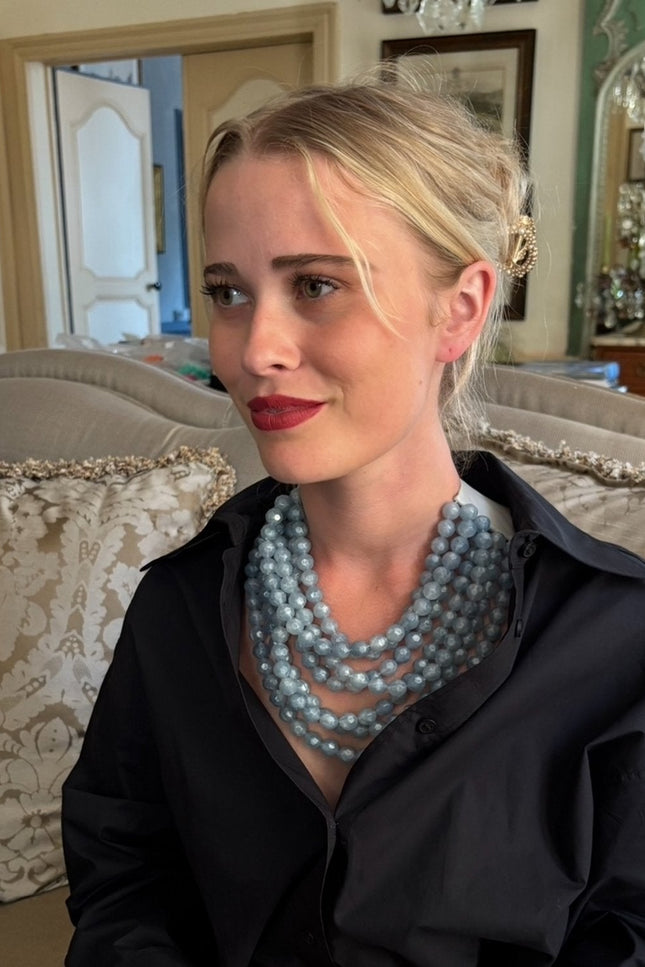 Michael Nash Jewelry | Sabina Multi Strand Faceted Resin Ice Blue Necklace