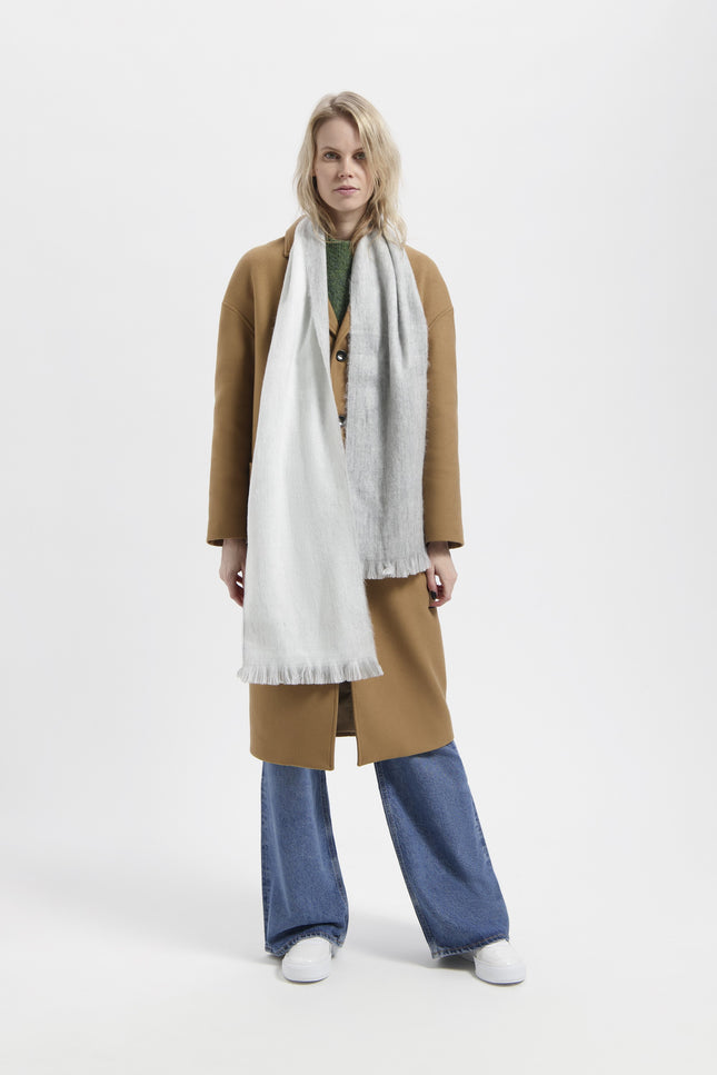 Alpaca Loca | Slim Double Scarf Light Grey / White