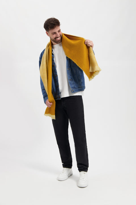 Alpaca Loca | Wąski podwójny szalik Ochra / Naturalny