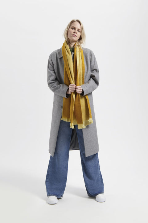 Alpaca Loca | Wąski podwójny szalik Ochra / Naturalny