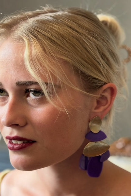 Michael Nash Jewelry | Danielle Mother Of Pearl Resin & Worn Gold Pierced Earrings