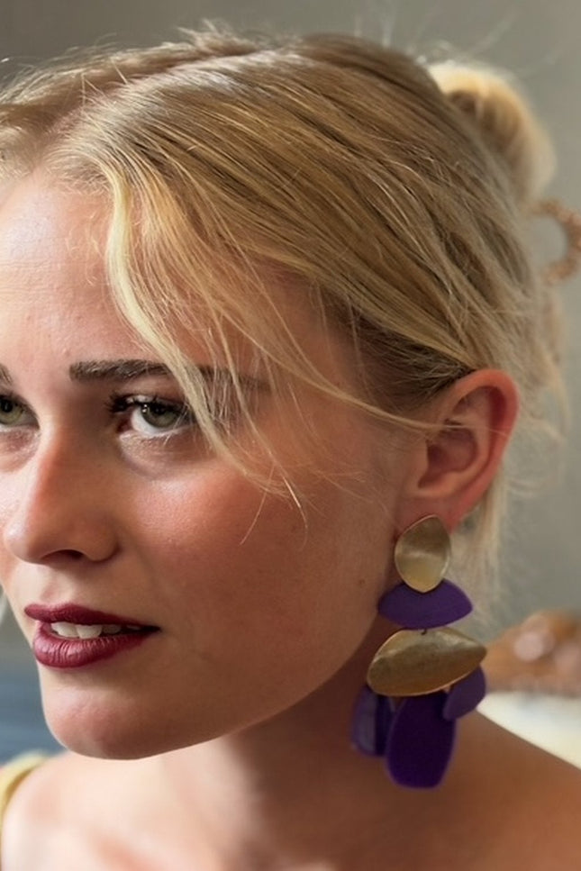 Michael Nash Jewelry | Danielle Amethyst Resin And Worn Gold Pierced Earrings