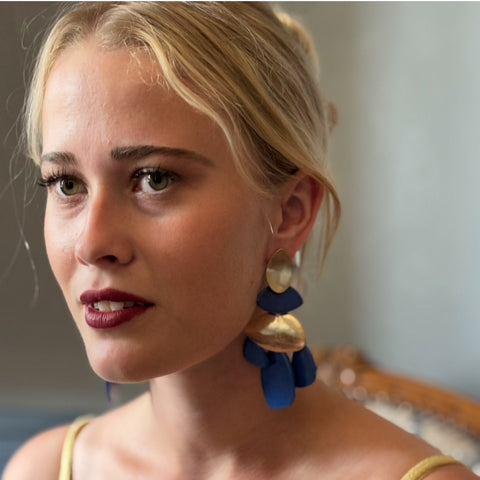 Michael Nash Jewelry | Danielle Lapis Resin And Worn Gold Pierced Earrings