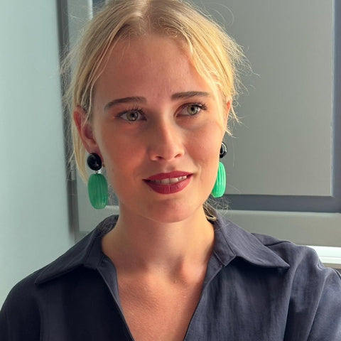 Michael Nash Jewelry | Arabella Black Onyx And Jade Resin Clip Earrings