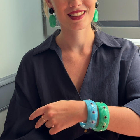 Michael Nash Jewelry | Rosa Turquoise And Black Lapis Resin Bangle