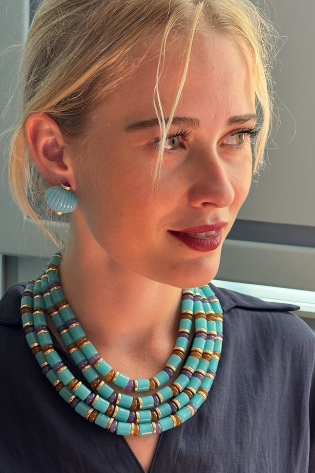 Michael Nash Jewelry | Zita Multi Strand Turquoise Multi Color Resin Necklace