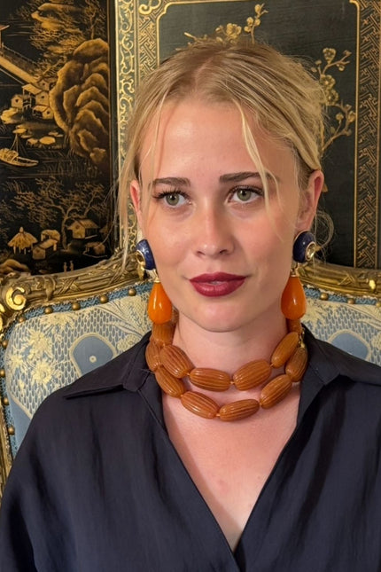 Michael Nash Jewelry | Renata Large Amber Resin Carved Bead Necklace