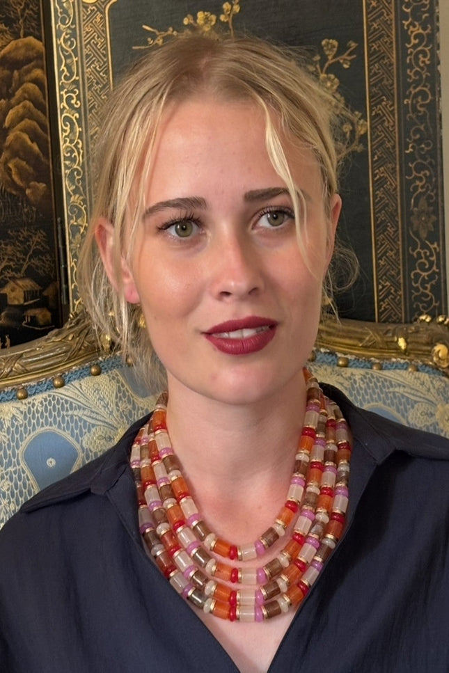 Michael Nash Jewelry | Zita Four Strand Muli Color Carnelian Necklace