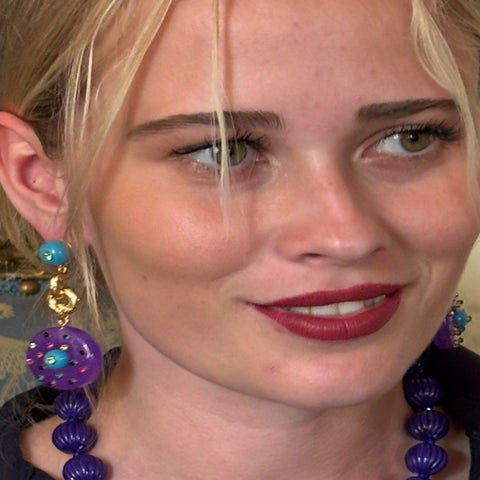 Michael Nash Jewelry | Isabella Turquoise And Amethyst Resin Pierced Drop Earrings