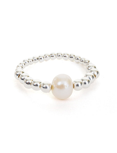 Pas de Marque | Pierścionek ze srebra próby 925 z perłą słodkowodną Rosée