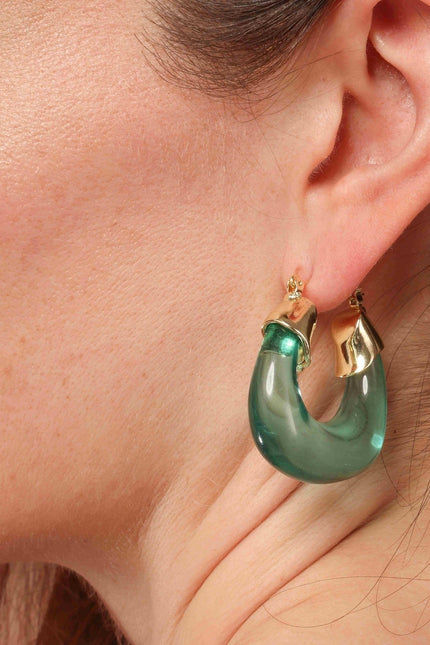 Michael Nash Jewelry | Winslow Transparent Teal Blue Resin And Gold Hoop Earrings