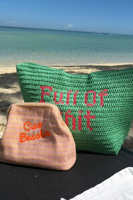 Neon orange Ciao Beaches clutch pouch by Lilly Loves with a sleek, compact design and vibrant color for stylish accessories.