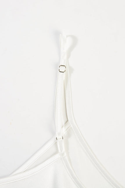 Soft Strokes Silk | Pearl White Camisole and Scalloped Shorts Pyjamas