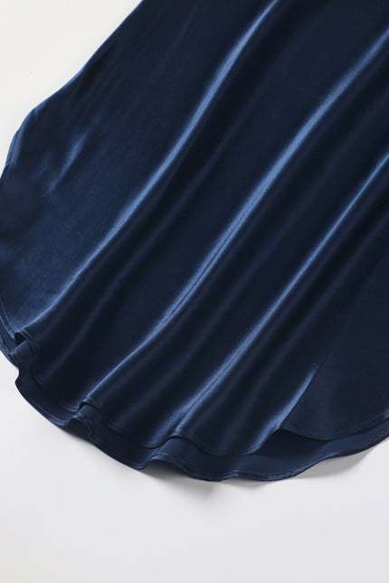 Soft Strokes Silk | River Nymph Navy Slip Mini Dress