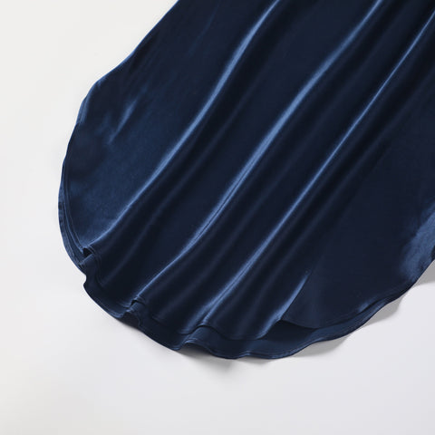 Soft Strokes Silk | River Nymph Navy Slip Mini Dress