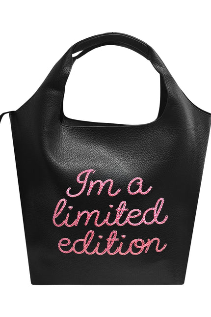 Lilly Loves black limited edition bucket handbag with sleek design and spacious interior, stylish for everyday use.