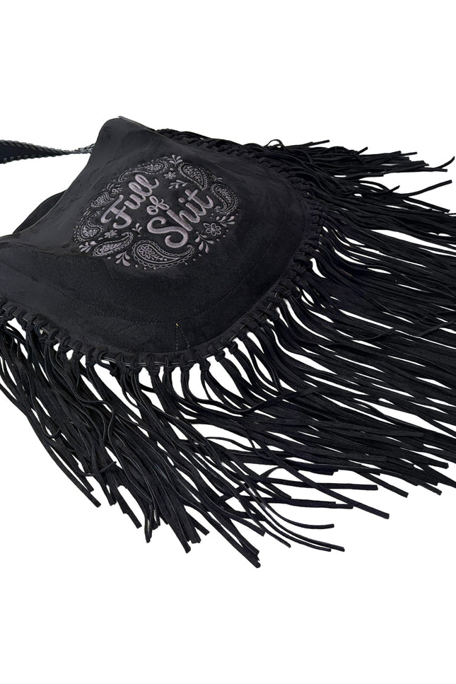 Lilly Loves | Full of Shit Paisley Black Tassel Handbag