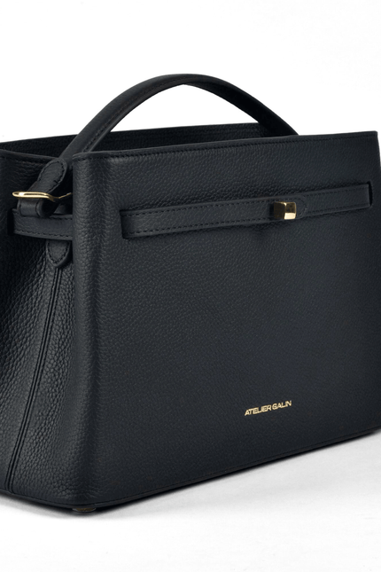 Atelier Galin | Cube Lock Bag - Black & Gold