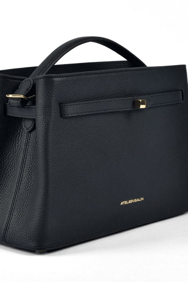 Atelier Galin | Cube Lock Bag - Black & Gold
