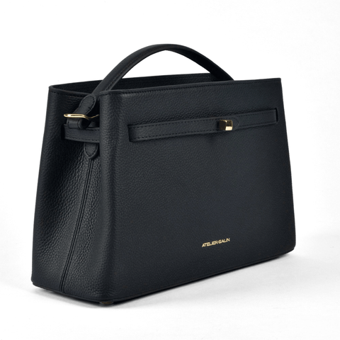 Atelier Galin | Cube Lock Bag - Black & Gold
