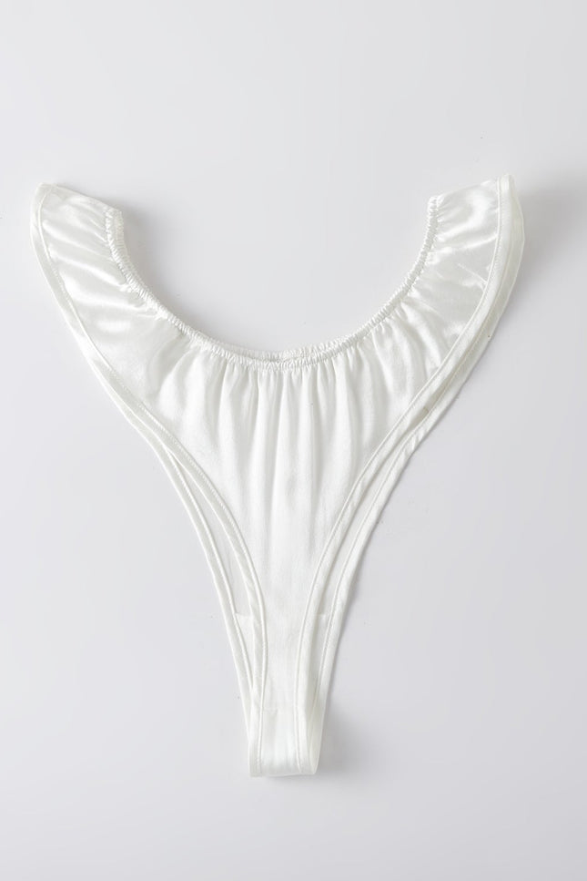 Soft Strokes Silk | Pearl White Float T-String Panties