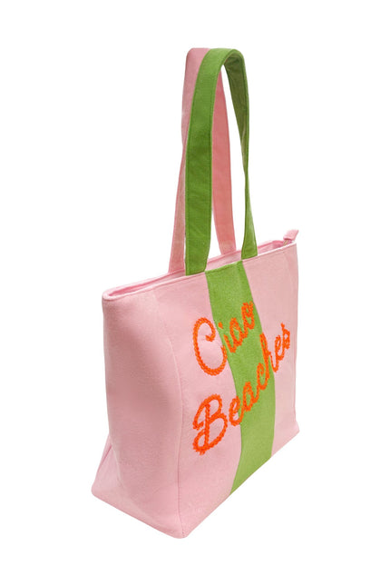 Lilly Loves Ciao Beaches wash bag with colorful tropical print, compact and stylish for beach essentials and travel organization.