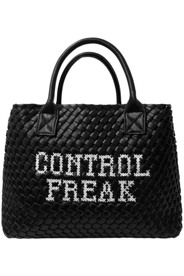 Lilly Loves Control Freak embroidered handbag with stylish design, top handles, and spacious interior for everyday essentials.