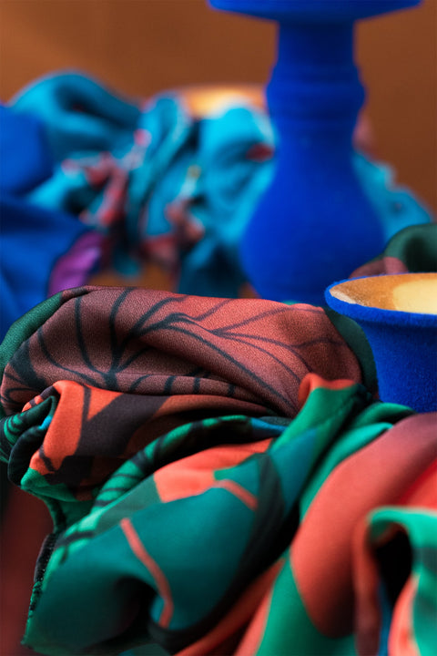 Janara Jones | Autumn Paisley Satin Twilly & Scrunchie Set