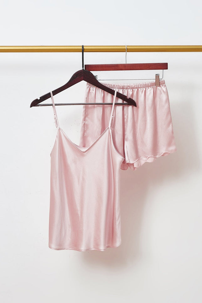 Soft Strokes Silk | Dusty Rose Scallop Edged Pyjamas Shorts