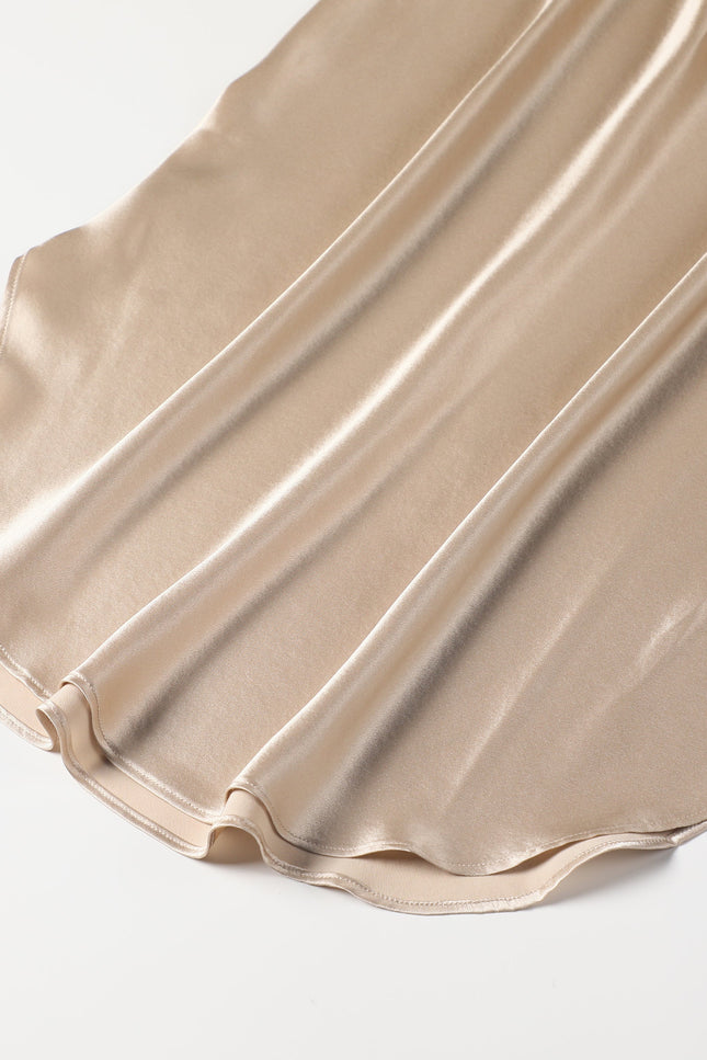 Soft Strokes Silk | River Nymph Beige Slip Mini Dress