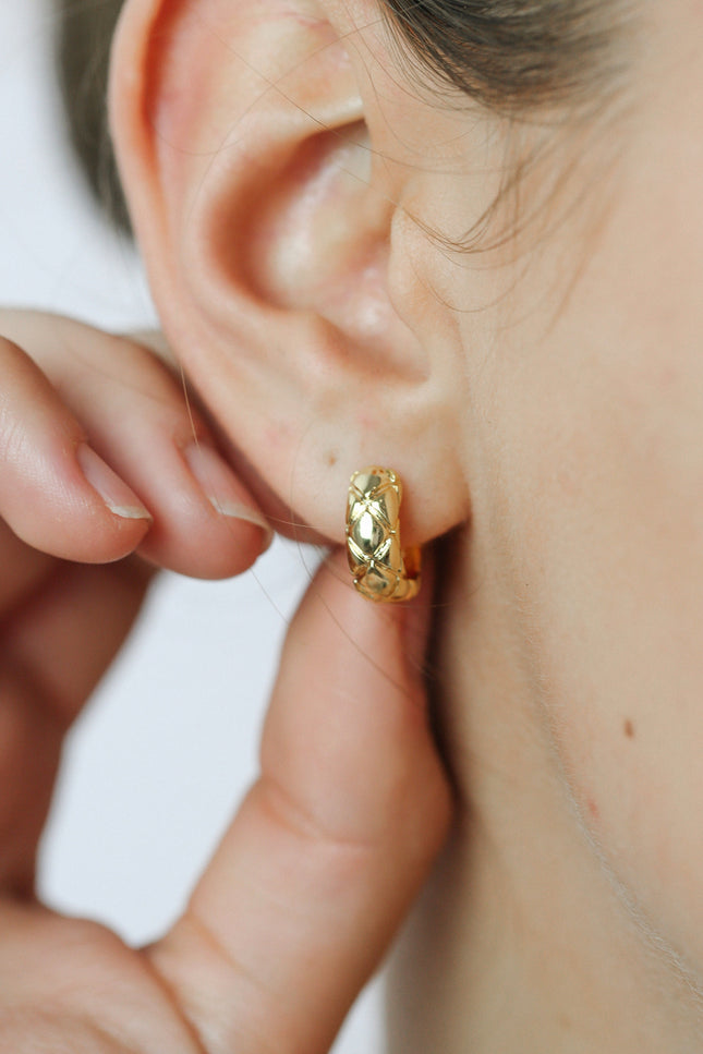 Miss Cecilia | Quilted Huggie Hoop Earrings