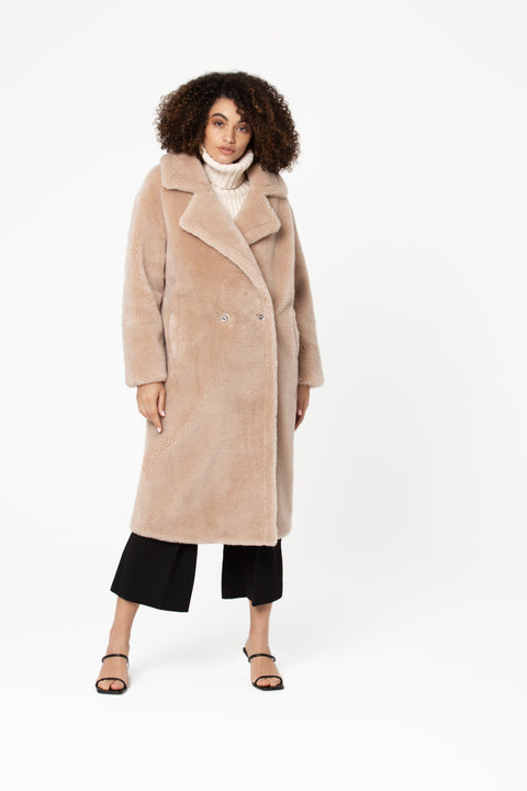 GIODORO | Lacossi Teddy Bear Coat in Buttercream Color