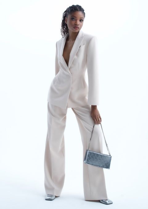 Ramune Piekautaite I WIDE LEG BELTED DETAIL TROUSERS POWDER