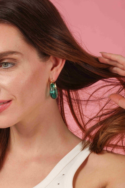 Michael Nash Jewelry | Winslow Transparent Teal Blue Resin And Gold Hoop Earrings