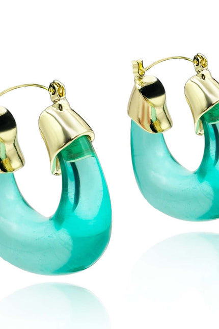 Michael Nash Jewelry | Winslow Transparent Teal Blue Resin And Gold Hoop Earrings
