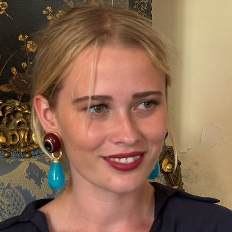 Michael Nash Jewelry | Charlotte Brown And Turquoise Resin Pierced Removable Drop