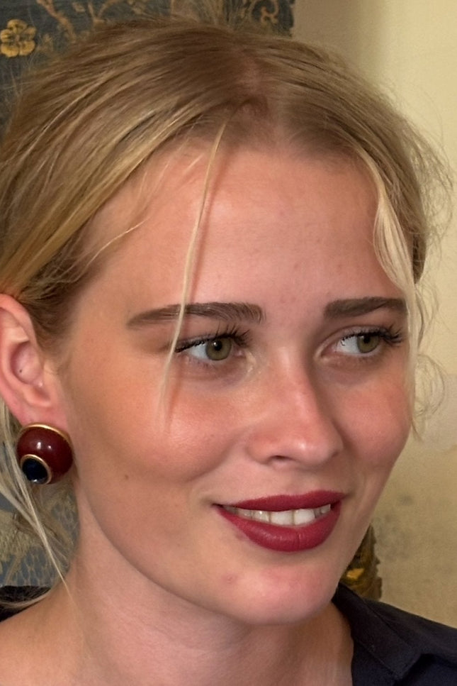 Michael Nash Jewelry | Stephanie Brown Resin Earrings With Sapphire Glass Stone