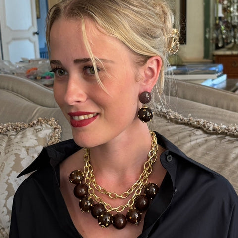 Michael Nash Jewelry | Valentina Tortoise and Tortoise Resin Studded Pierced Earrings