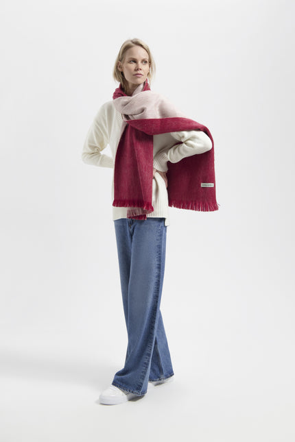 Alpaca Loca | Double Scarf Beige / Ruby Red