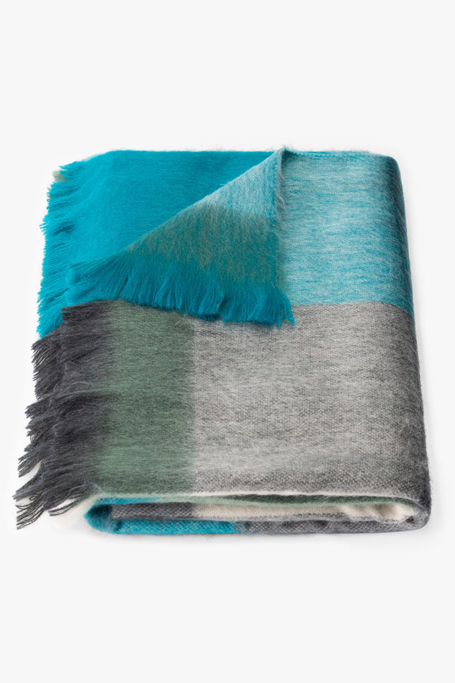 Alpaca Loca | Scarf Blocked Emerald, Turquoise and Naturals
