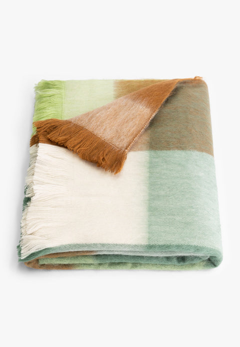 Alpaca Loca | Scarf Blocked Camel, Emerald and Limestone Green