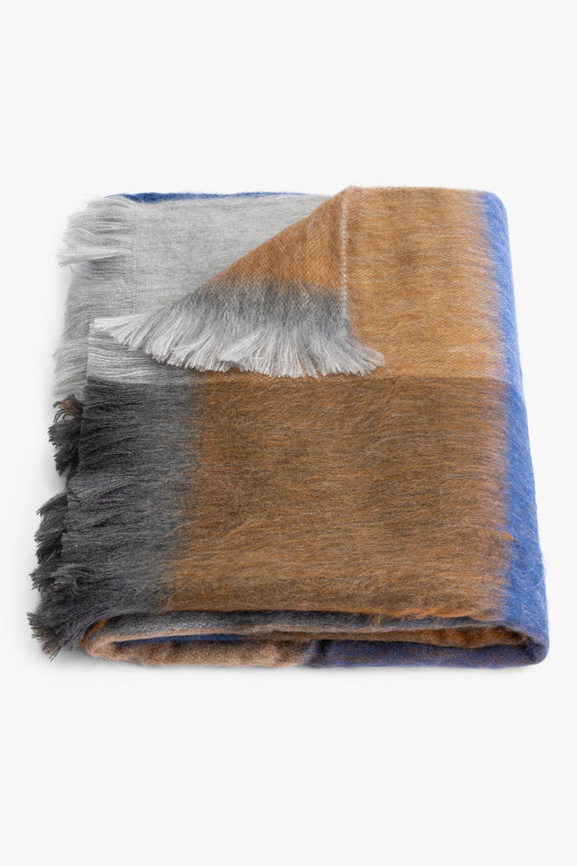 Alpaca Loca | Scarf Blocked Cobalt Blue, Camel and Naturals