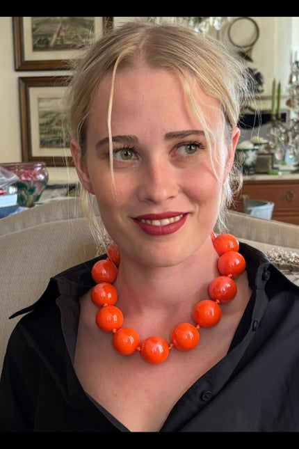 Michael Nash Jewelry | Lucy Gumball Orange Coated Resin Knotted Necklace