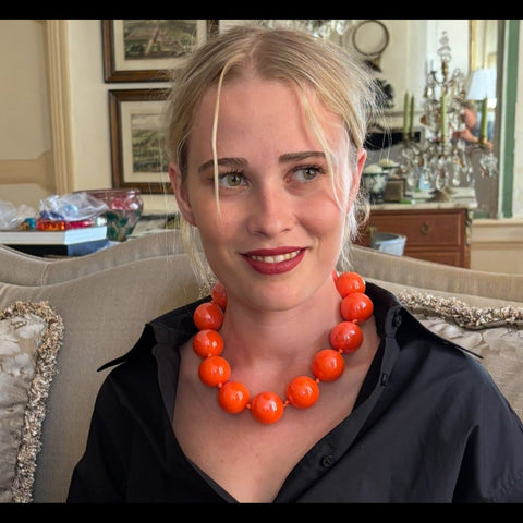 Michael Nash Jewelry | Gumball Orange Coated Resin Knotted Necklace
