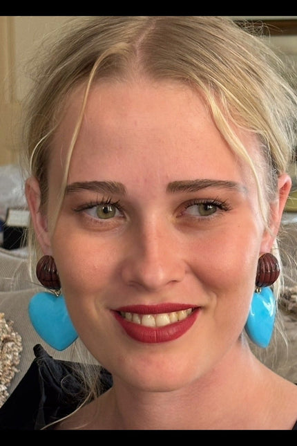 Michael Nash Jewelry | Amour Carved Tortoise Resin With Turquoise Heart Drop Earrings