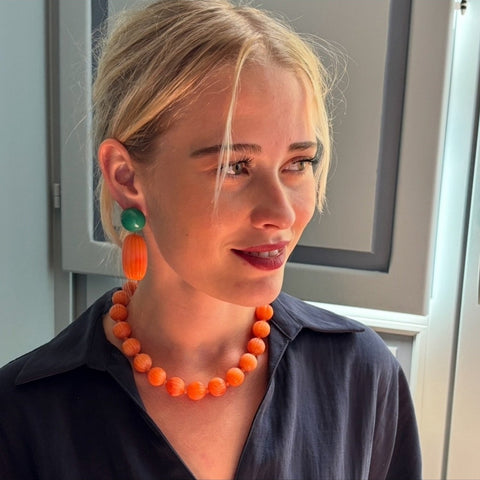 Michael Nash Jewelry | Arabella Jade And Coral Resin Clip Earrings