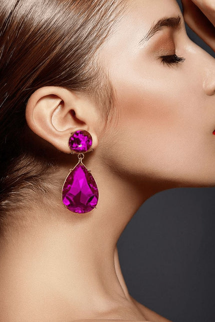 Michael Nash Jewelry | Marina Fuschia Pear Shape Clip On Drop Earrings