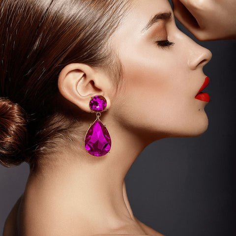 Michael Nash Jewelry | Marina Fuschia Pear Shape Clip On Drops